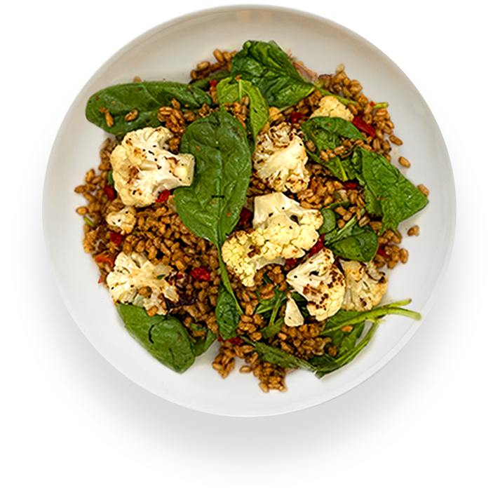 Roasted Cauliflower + Farro Trapanese