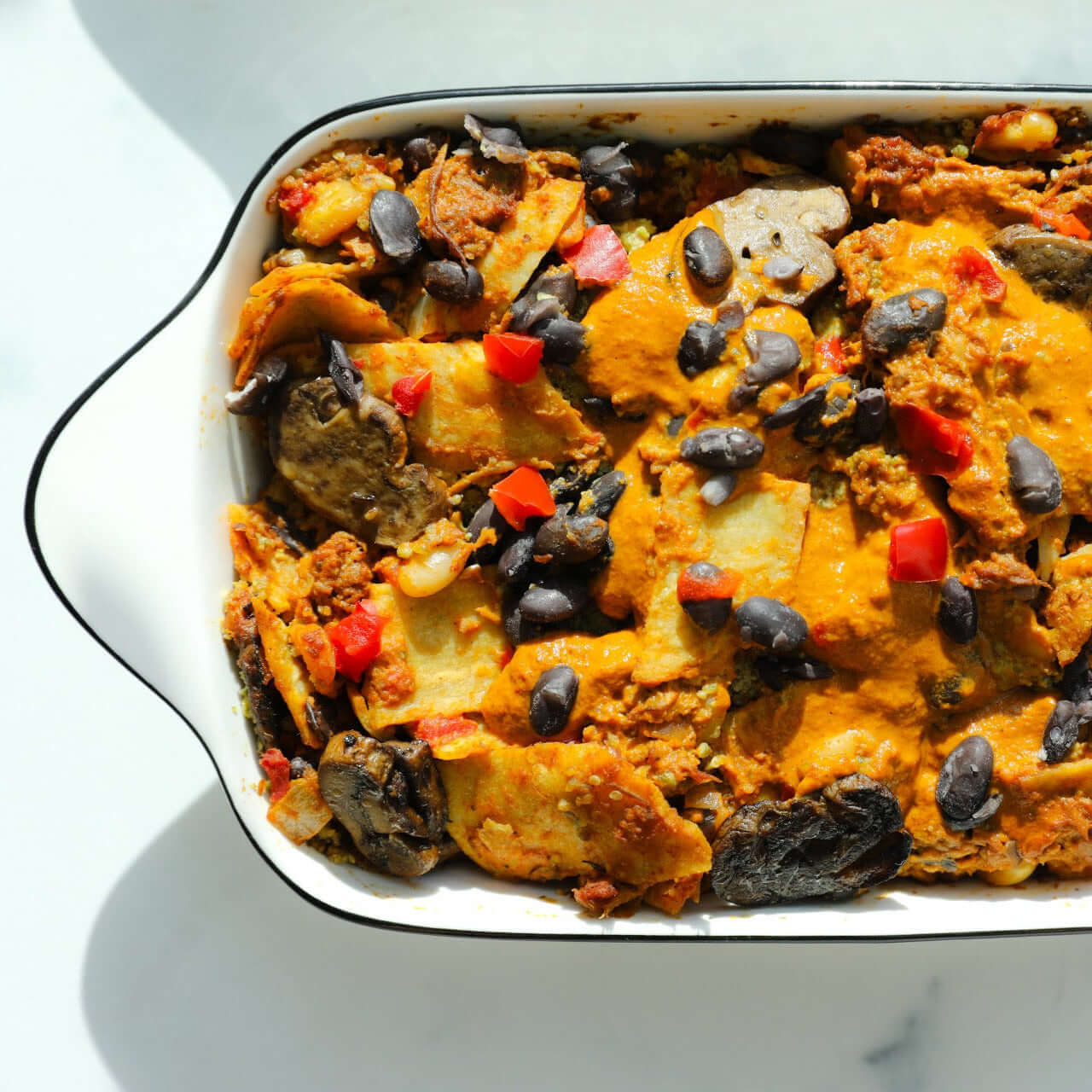 Shiitake 'Beef' Enchiladas Rojas