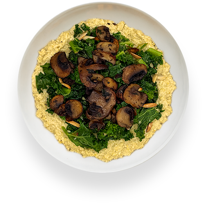 Creamy Millet + Roasted Mushrooms, Garlic Kale