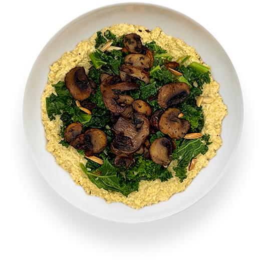 Creamy Millet + Roasted Mushrooms, Garlic Kale