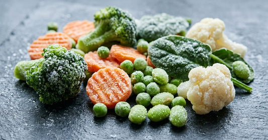 Pieces of frozen vegetables