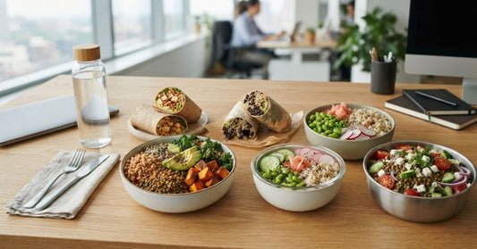 High-protein plant-based work lunch with whole foods