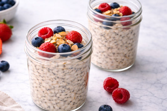 Two mason jars of overnight oat meals
