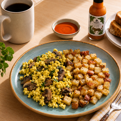 Herbed Mushroom Scramble + Roasted Potatoes