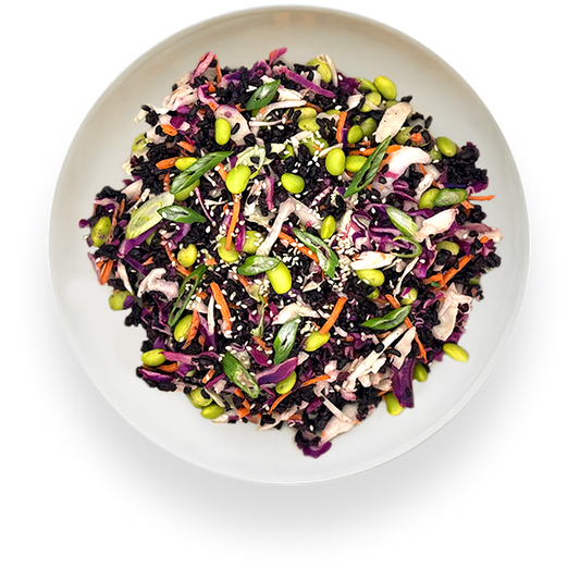 Orange-Miso Forbidden Rice, Cabbage + Edamame