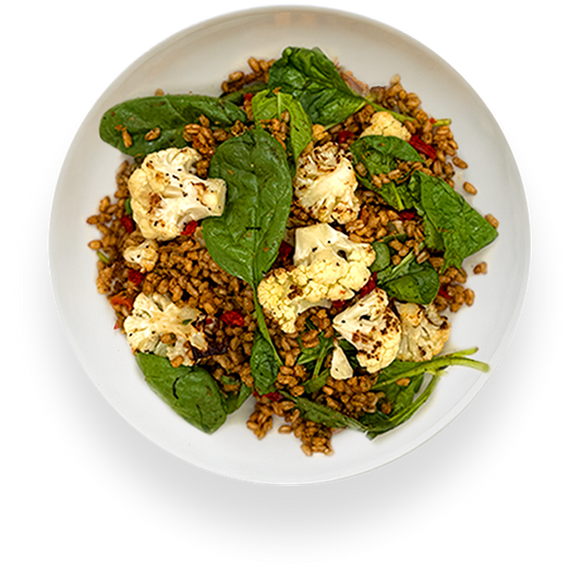 Roasted Cauliflower + Farro Trapaneze