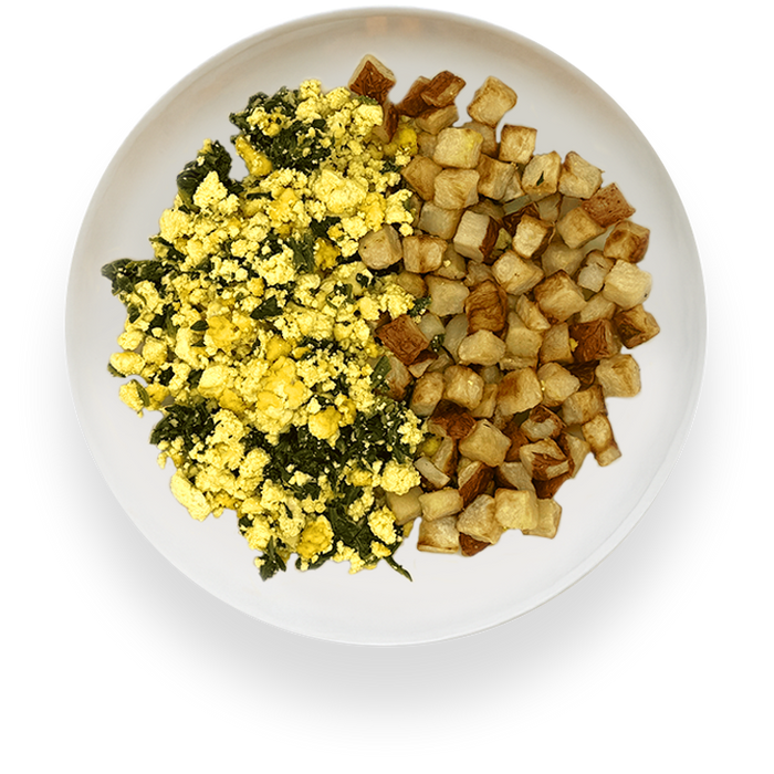 Chive + Garlic Spinach Scramble — Fiber+ vegan meal