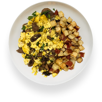 Herbed Mushroom Scramble + Roasted Potatoes