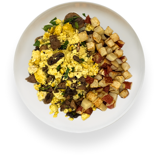 Herbed Mushroom Scramble + Roasted Potatoes