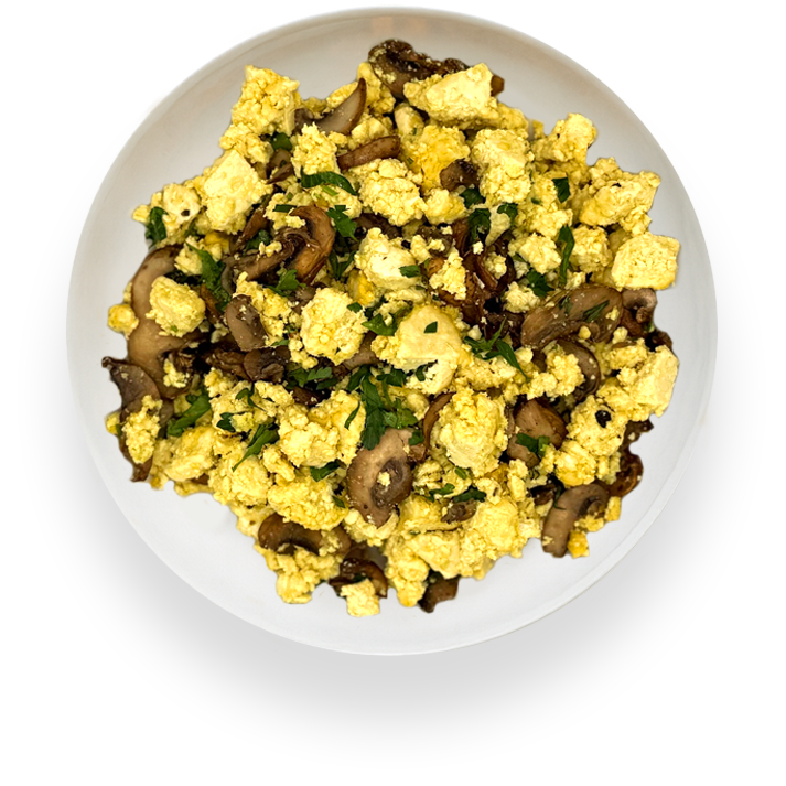 Mushroom + Herb Scramble — low-carb, high-protein vegan meal