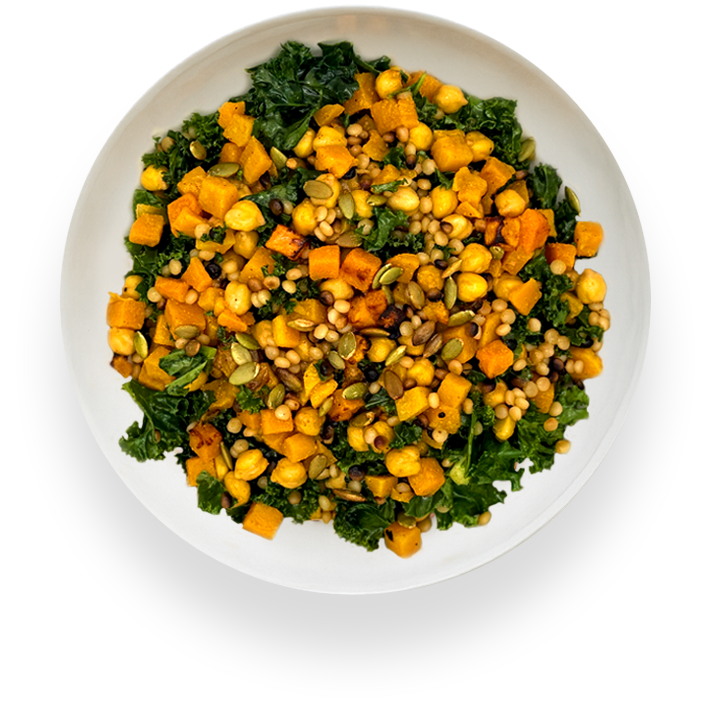 Roasted Butternut, Kale, Pearl Couscous + Maple Vinaigrette