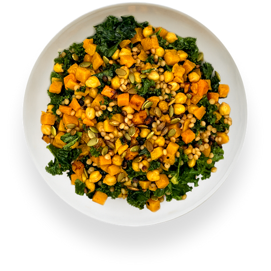 Roasted Butternut, Kale, Pearl Couscous + Maple Vinaigrette